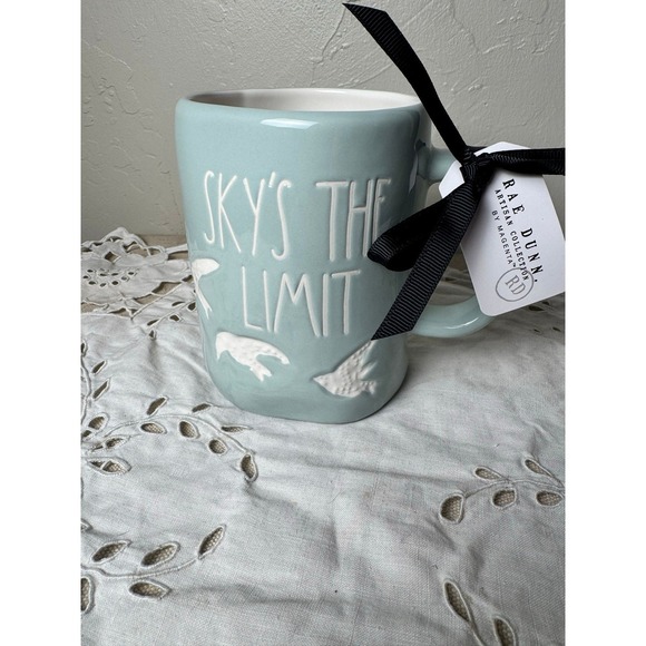 Rae Dunn Other - Rae Dunn SKY'S THE LIMIT mug teal w/ swallows